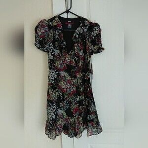 MISS SIXTY flirty ruffled short puff sleeves multicolor floral dress Size 2 